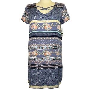 Sequin Hearts Strappy Neck A Line Shift Dress Size Large‎ NWT